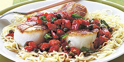 scallops-with-capers-and-tomatoes-recipe-myrecipes image
