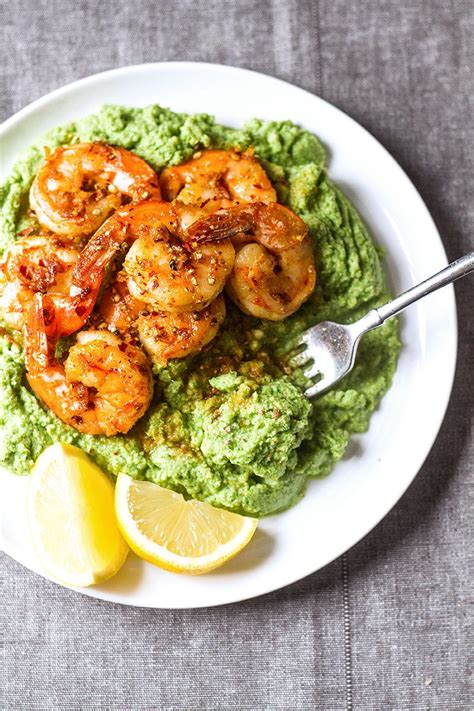spicy-garlic-shrimp-recipe-with-broccoli-mash image