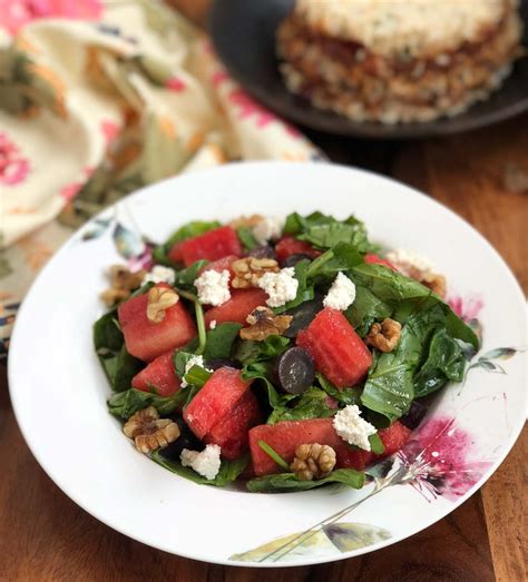 spinach-watermelon-salad-recipe-with-walnuts image