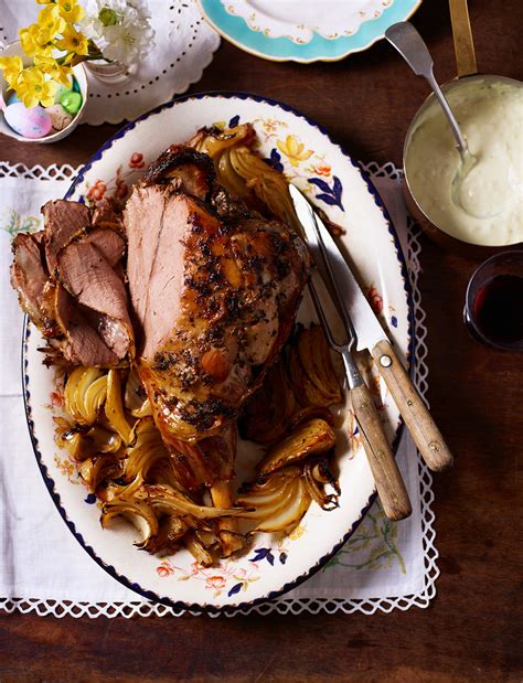slow-roast-leg-of-lamb-with-fennel-recipe-sainsburys image