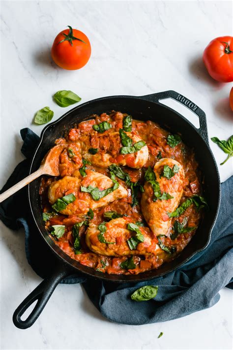 one-pan-chicken-with-garlic-butter-tomato-sauce-blue-bowl image