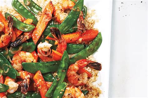 snow-pea-shrimp-and-carrot-saut-with-brown-butter image