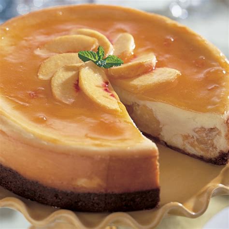 peach-cheesecake-with-gingersnap-crust-recipe-bon image