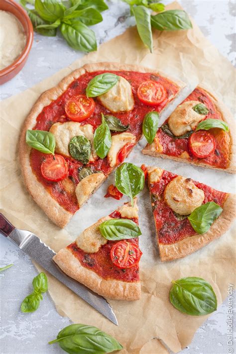 vegan-pizza-recipe-with-margherita-topping-cashew image