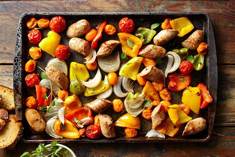 roast-chicken-sausages-and-capsicum-tray-bake image