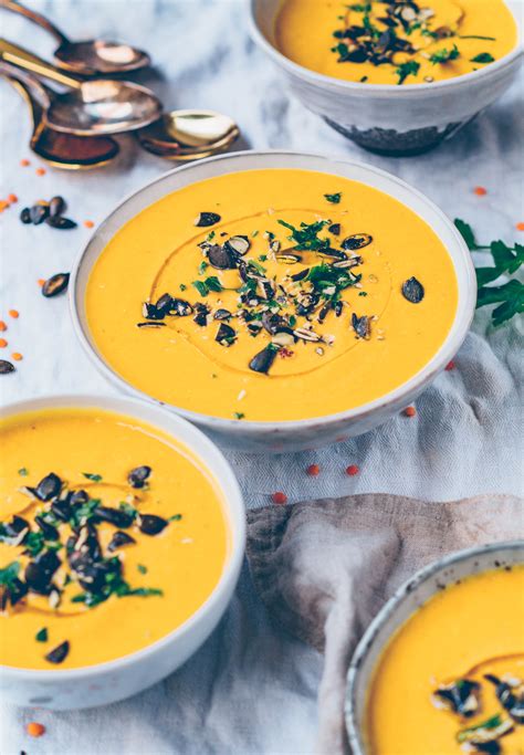 pumpkin-lentil-soup-with-coconut-milk-vegan-easy image