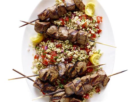 lemon-soy-beef-kebabs-with-pearl-couscous-sunset image