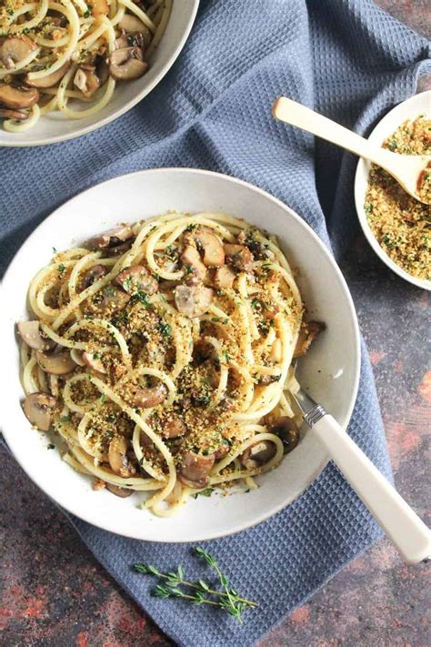 garlic-mushroom-pasta-with-herby-breadcrumbs image