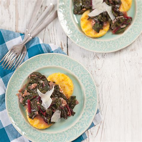 grilled-polenta-rounds-with-swiss-chard-paula-deen image