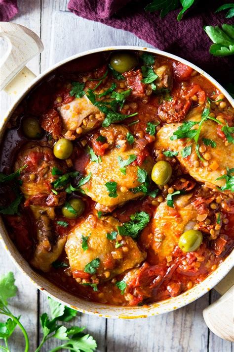 one-pot-chicken-with-olives-tomatoes-and-lentils image