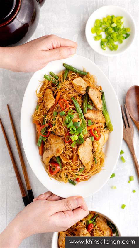 chicken-and-rice-noodle-stir-fry-khins-kitchen image