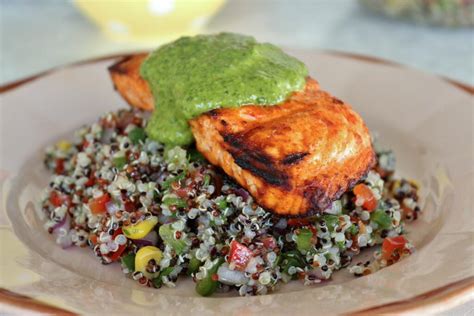 grilled-salmon-with-quinoa-salad-and-arugula-chimichurri image