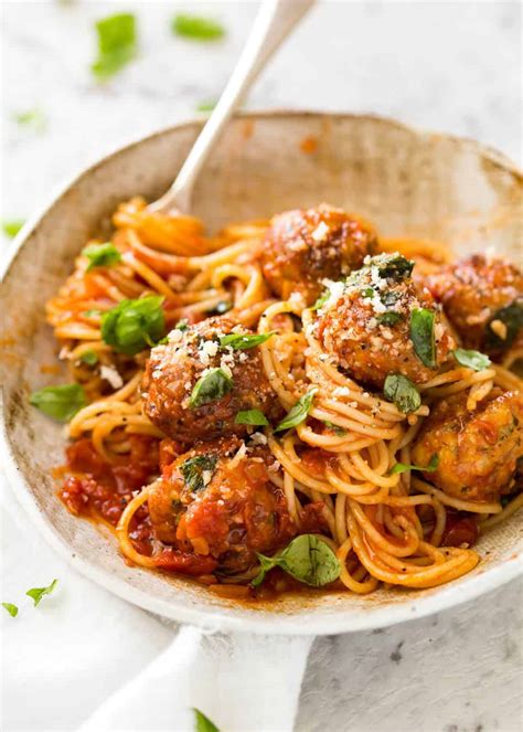 baked-chicken-meatballs-and-spaghetti image