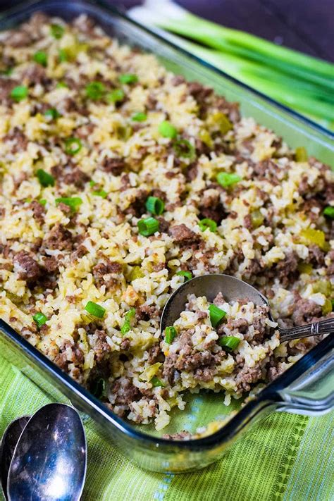 ground-beef-and-sausage-rice-casserole-soulfully image