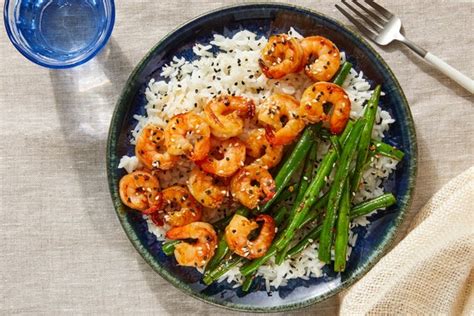 shrimp-teriyaki-with-spicy-green-beans-jasmine-rice image