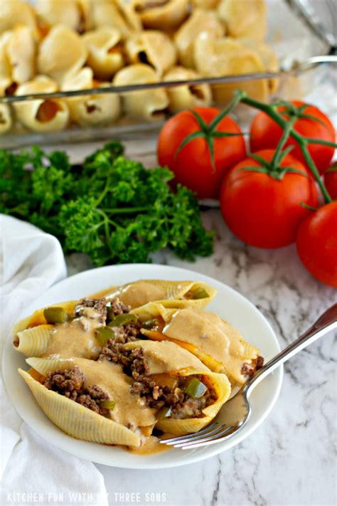 philly-cheesesteak-stuffed-shells-kitchen-fun-with-my-3 image