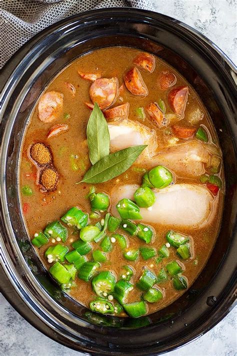 slow-cooker-chicken-sausage-and-shrimp-gumbo image