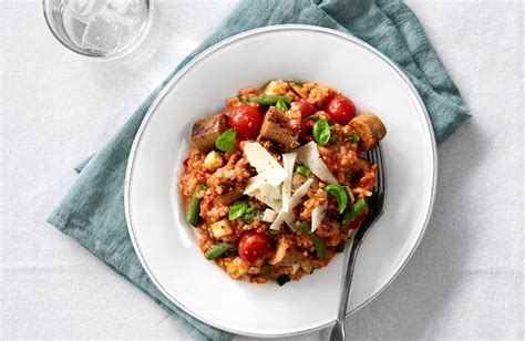 sausage-and-tomato-vegetarian-risotto-healthy-food image