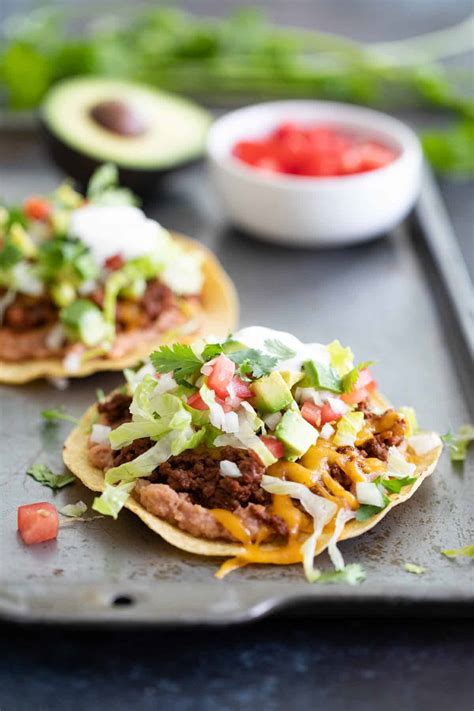 ground-beef-tostadas-recipe-with-beans-taste-and-tell image