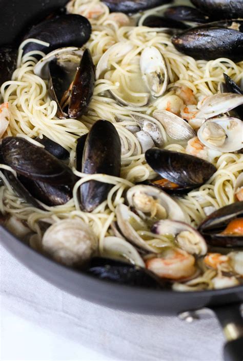 easy-seafood-pasta-with-white-wine-butter-sauce image