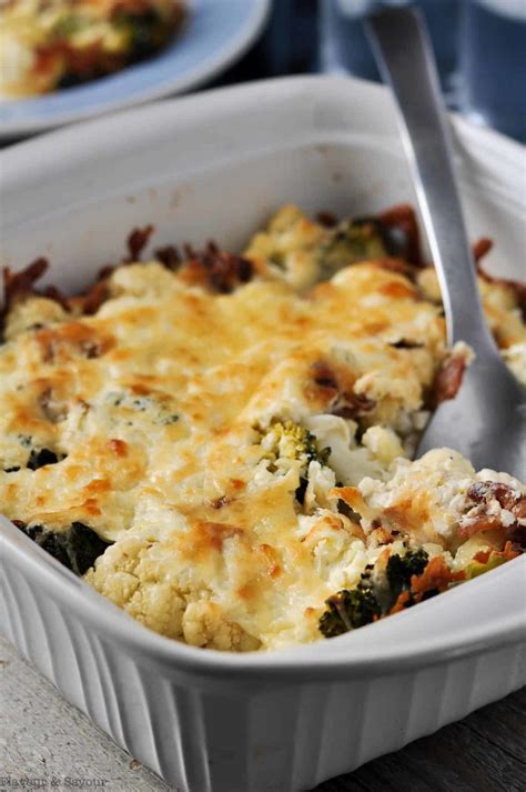 cheesy-broccoli-cauliflower-casserole-with-bacon image