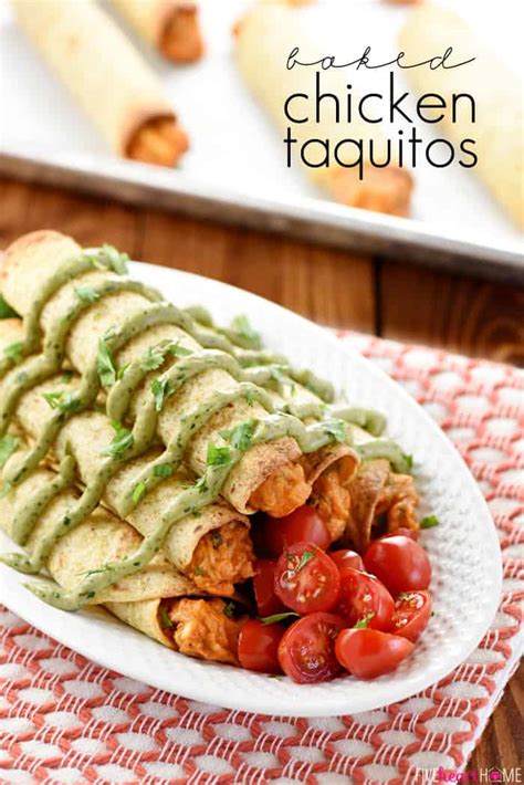 baked-chicken-taquitos-with-avocado-cilantro-dipping image