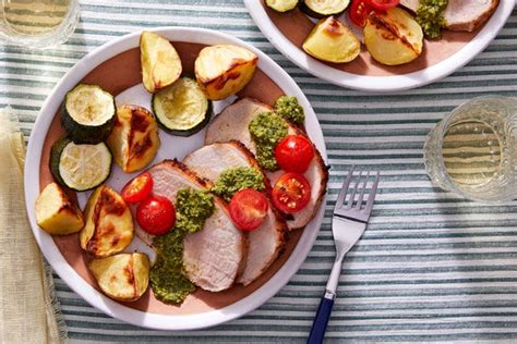 roast-pork-vegetables-with-basil-pesto-marinated image