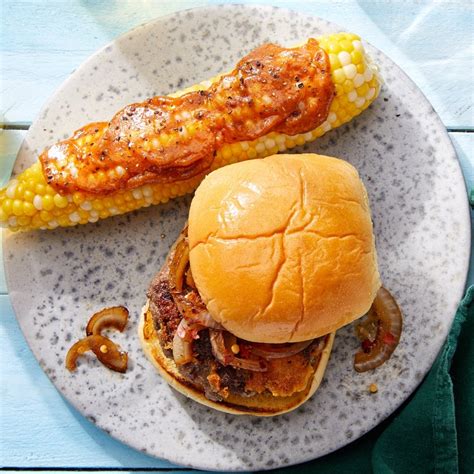 smoked-gouda-onion-burgers-with-corn-on-the-cob image