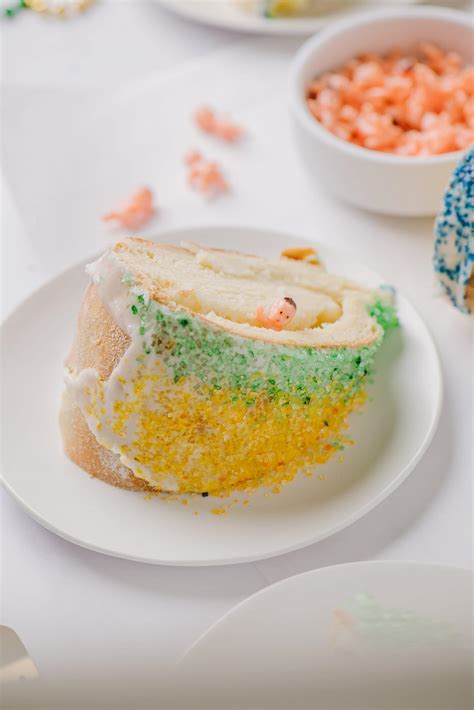 homemade-king-cake-with-cream-cheese-filling-baked image