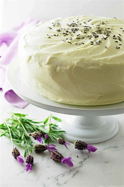 lavender-cake-with-lavender-cream-cheese-icing-savor image
