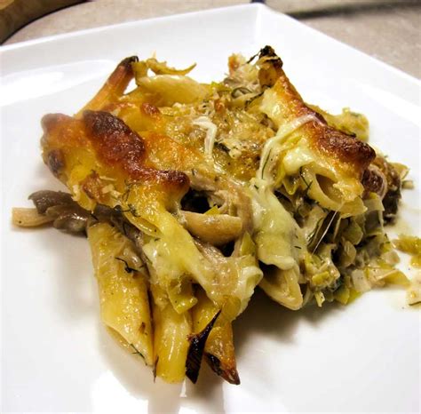 penne-baked-with-leeks-and-mushrooms image