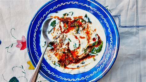 hot-yogurt-and-spinach-soup-recipe-bon-apptit image