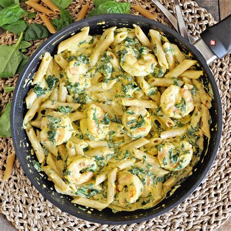creamy-saffron-pasta-recipe-with-shrimp-spinach image