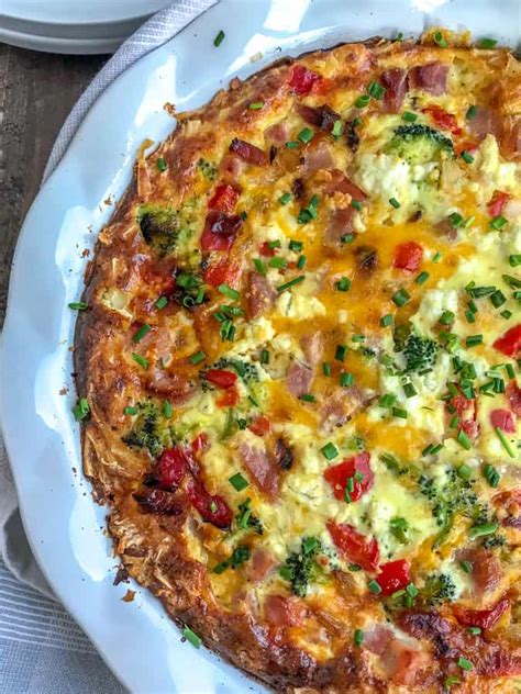 ham-and-broccoli-hash-brown-crusted-quiche image