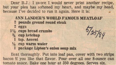 ann-landers-world-famous-meatloaf-recipe-clipping image