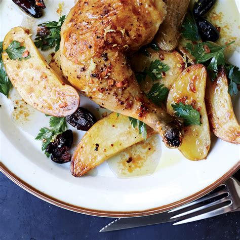 roast-chicken-with-potatoes-and-olives-recipe-bon image