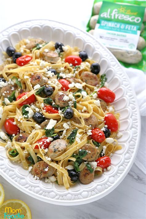 mediterranean-chicken-sausage-pasta-mom-foodie image