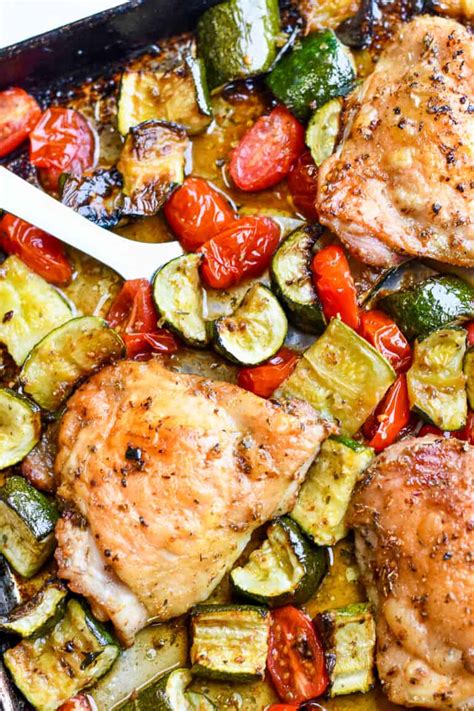 sheet-pan-chicken-with-zucchini-tomatoes-and-basil image