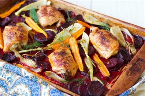 one-pan-citrus-beets-roasted-chicken-recipes-to image