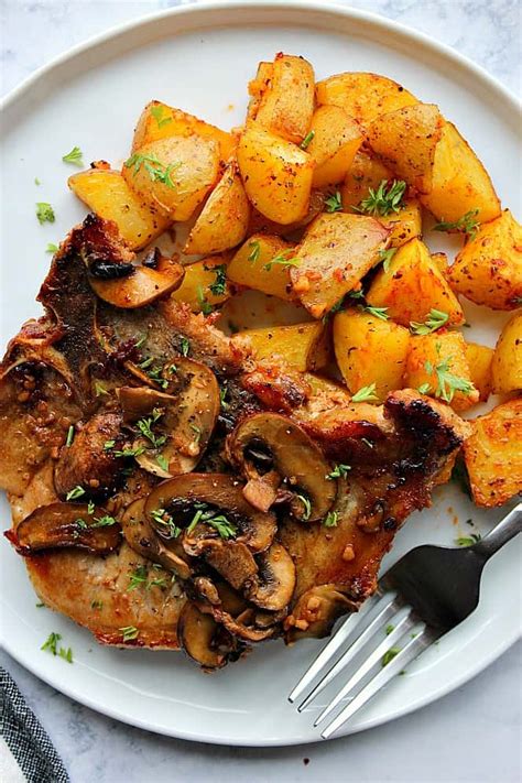 garlic-butter-mushroom-pork-chops-recipe-crunchy image