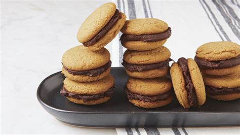 peanut-butter-chocolate-sandwich-cookies-finecooking image