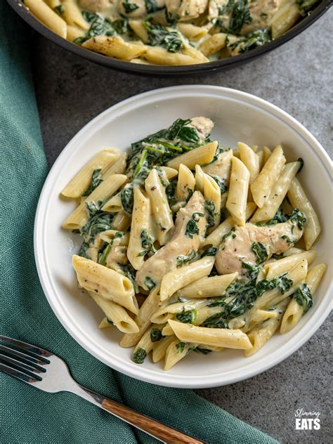 creamy-garlic-chicken-with-spinach-penne-pasta image