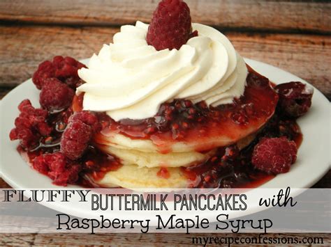 fluffy-buttermilk-pancakes-with-raspberry-maple-syrup image