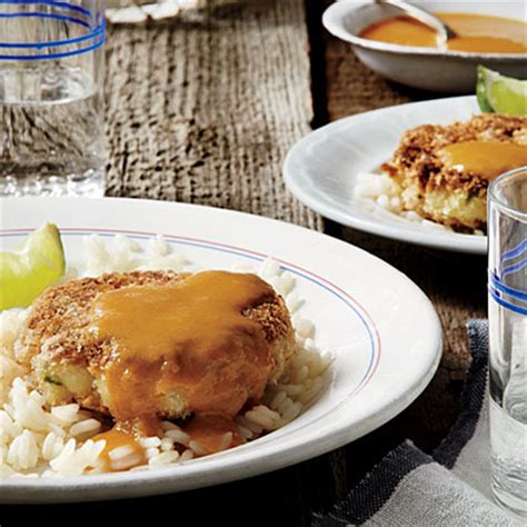 tilapia-cakes-with-mango-coconut-curry-sauce image