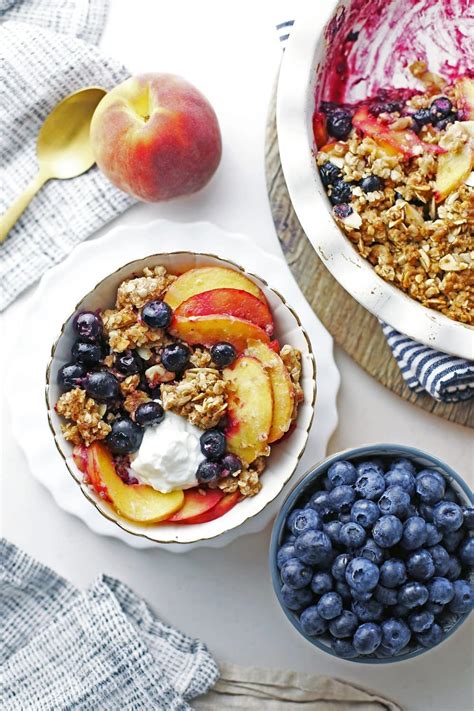 blueberry-peach-crisp-with-almond-oat-topping-yay image