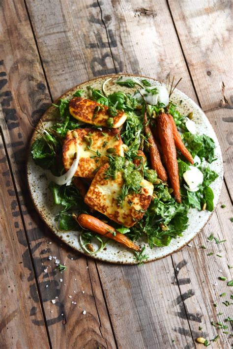 honey-and-butter-roasted-carrot-salad-with-halloumi image