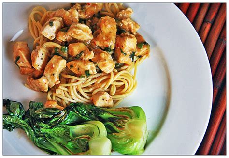 peanut-chicken-and-noodles-with-baby-bok-choy image