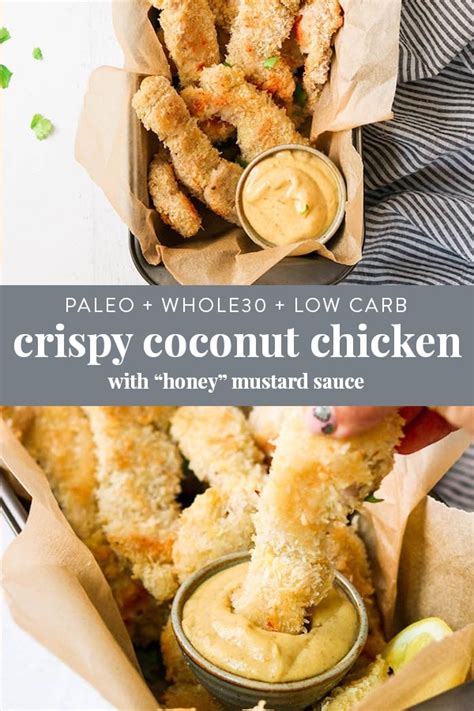 crispy-paleo-coconut-chicken-with-honey-mustard-sauce image