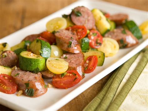 sweet-italian-sausage-with-zucchini-and-tomatoes image