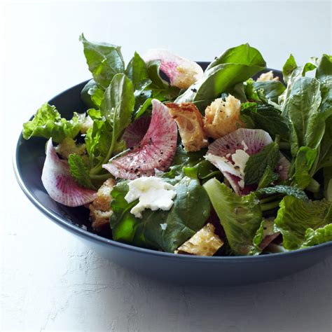 romaine-arugula-salad-with-radishes-mint-feta image
